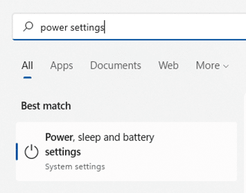 Power settings