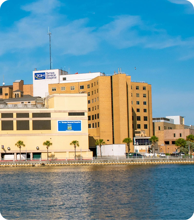 Hospital with water front