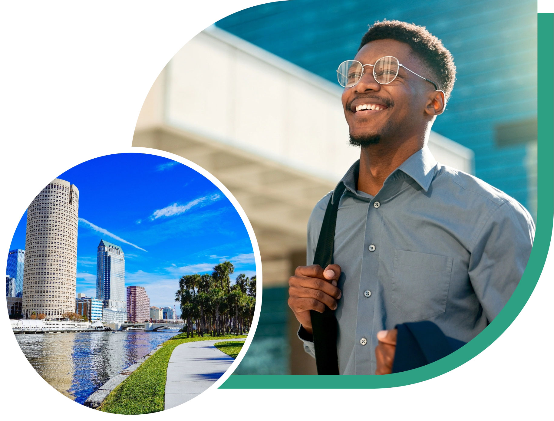 Smiling person walking