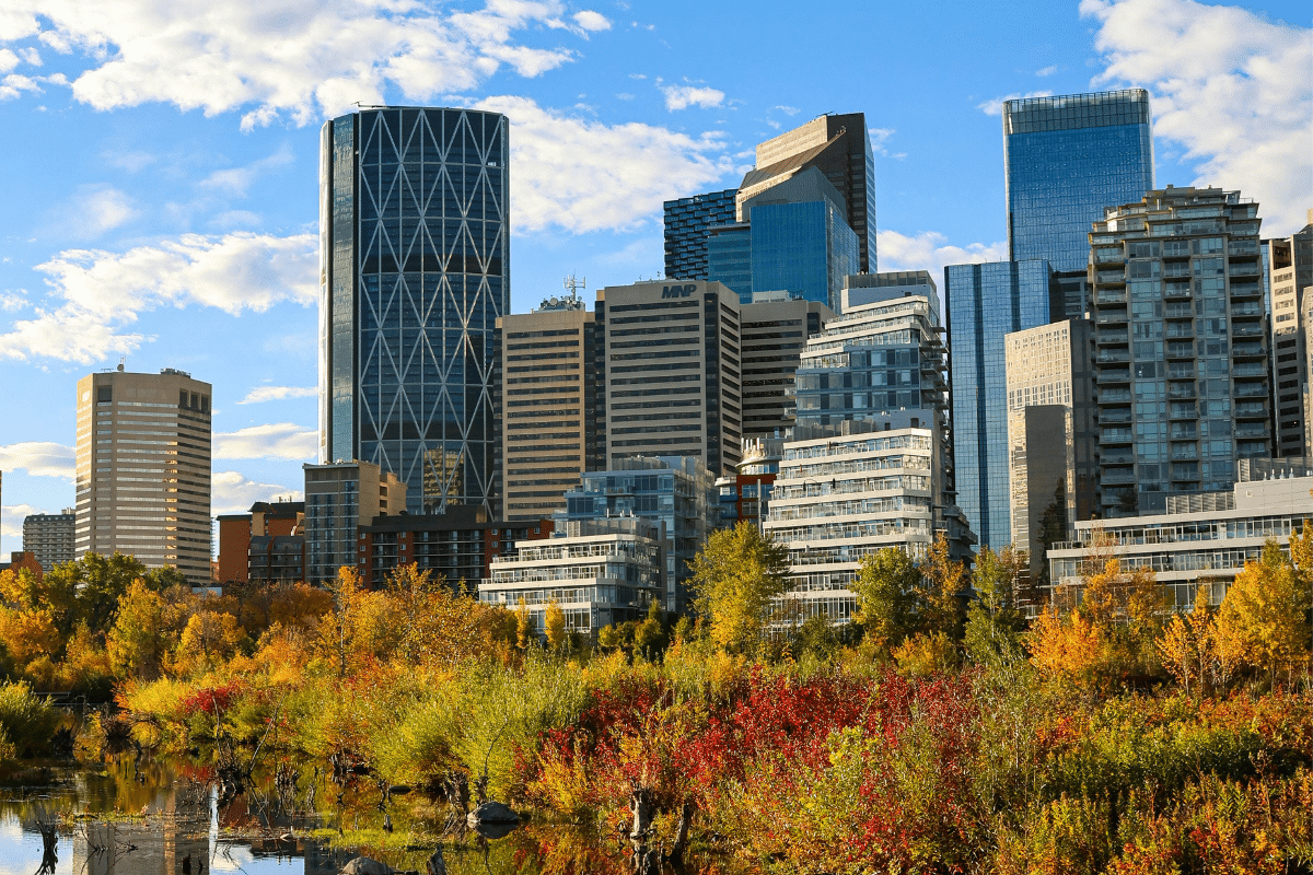 Calgary skyline representing downtown business district served by PCe Solutions managed IT services
