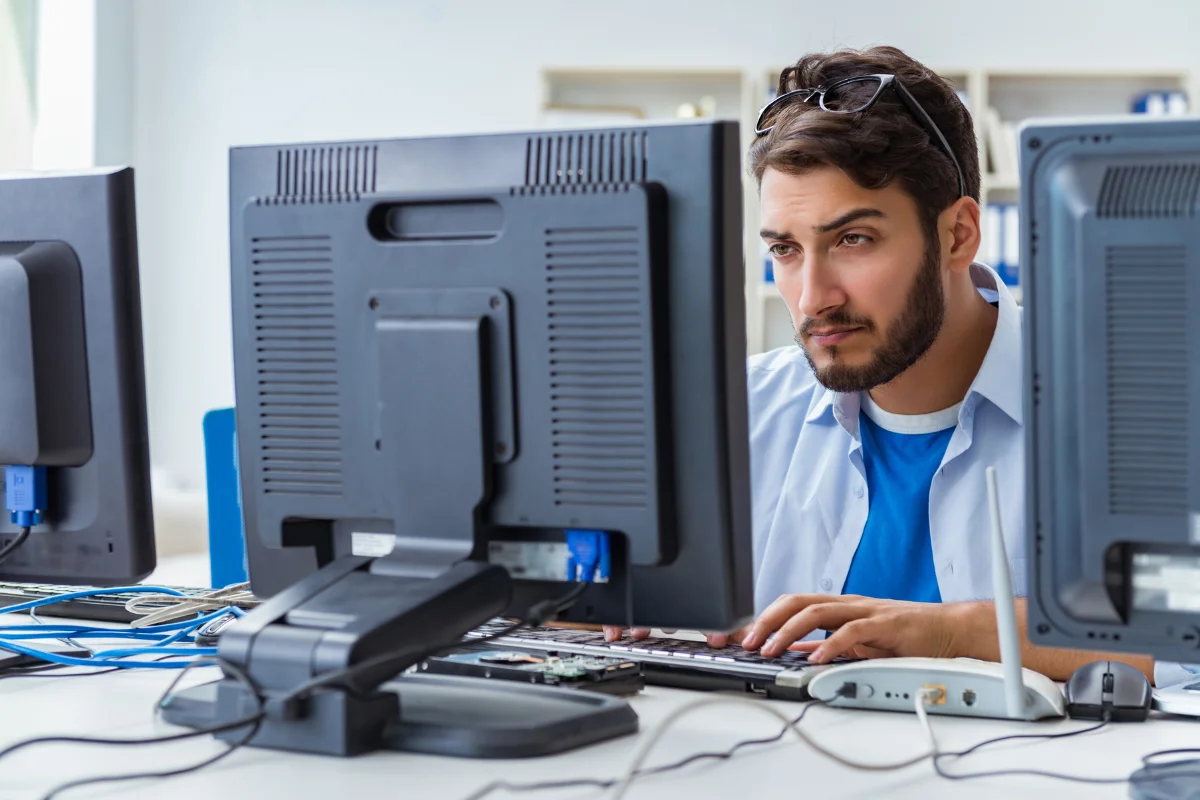 PCe Solutions IT technician configuring HIPAA compliant electronic health record access controls for a Tampa healthcare practice representing cybersecurity services across Tampa Bay Florida
