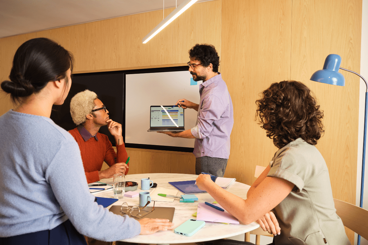 PCe Solutions Tampa IT consultant in a transparent professional consultation with a Tampa business client representing the honest straightforward MSP evaluation conversation PCe Solutions encourages for Tampa Bay Florida businesses